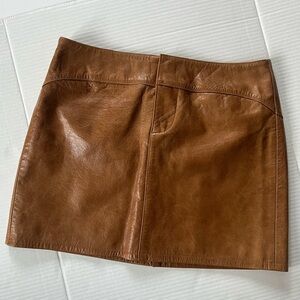 Gap Caramel Genuine Leather Mini Skirt Size 6 from 2001!